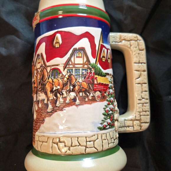 BUDWEISER Stoneware Raised Relief Clydesdale Horses Collectible Beer Stein - Picture 9 of 9
